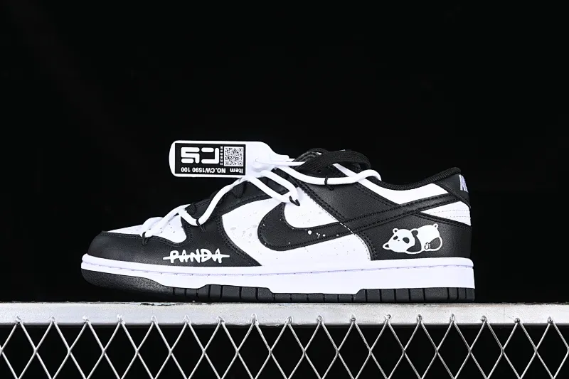 All categories Nk SB Dunk series Nk SB Dunk Low low-top sneakers CS version Nk Dunk Low "Panda" black and white panda customized version of deconstructed strap casual sneakers CW1590-100